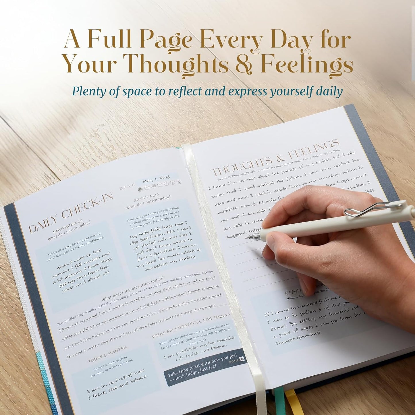 90-Day Guided Mental Health Journal for Anxiety, Mindfulness & Emotional Wellness – Eco-Friendly Cover Made from Recycled Ocean Plastic – Daily Prompts for Self-Care, Self-Reflection, Calm, Stress Relief & Inner Strength