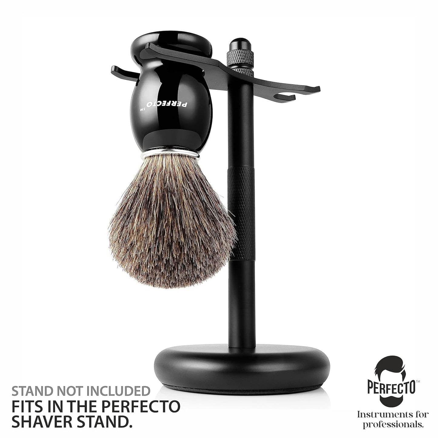 Perfecto 100% Pure Badger Shaving Brush-Black Handle- Engineered for The Best Shave of Your Life. for, Safety Razor, Double Edge Razor, Straight Razor or Shaving Razor, Its The Best Badger Brush.