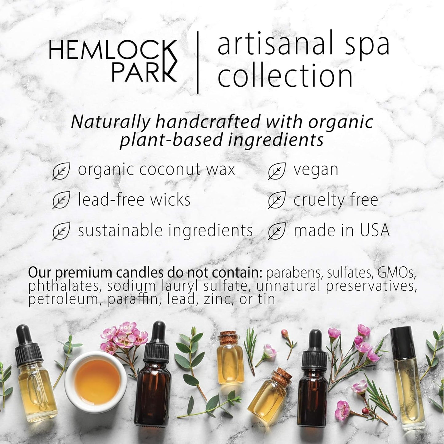 Hemlock Park Lavender Artisanal Spa Gift Box | Apothecary Candle, Shea Butter Soap, Bath Bomb, Mineral Salt Bath Soak | Handcrafted with Plant Based Ingredients