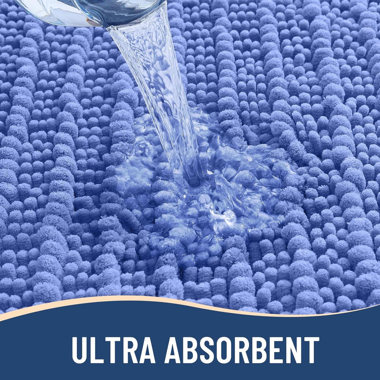 Arotive Luxury Chenille Bathroom Rug Mat, Extra Soft Thick Absorbent Shaggy Bath Rugs, Non-Slip Machine Wash Dry, Plush Bath Mats for Bathroom, Shower and Tub, 30x20, Cornflower Blue