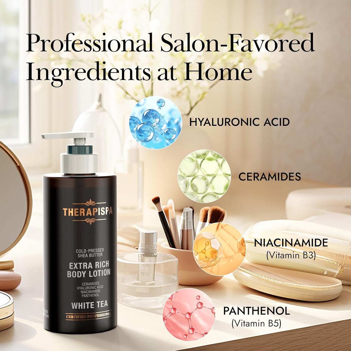 THERAPISPA Scented Body Lotion for Women – Calming Moisturizer with Shea Butter, Ceramides & Panthenol to Soothe & Comfort Dry Skin – Suitable for All (Lavender, 17.0 fl oz)