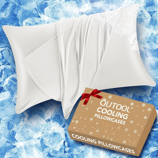 Cooling Pillow Cases 2 Pack for Hot Sleepers and Night Sweats, Ice Cool Pillow Covers King Size Set of 2 for Hair Skin Reduces Wrinkles & Frizz Softer Than Silk Pillow Cases, Envelope Closure, White