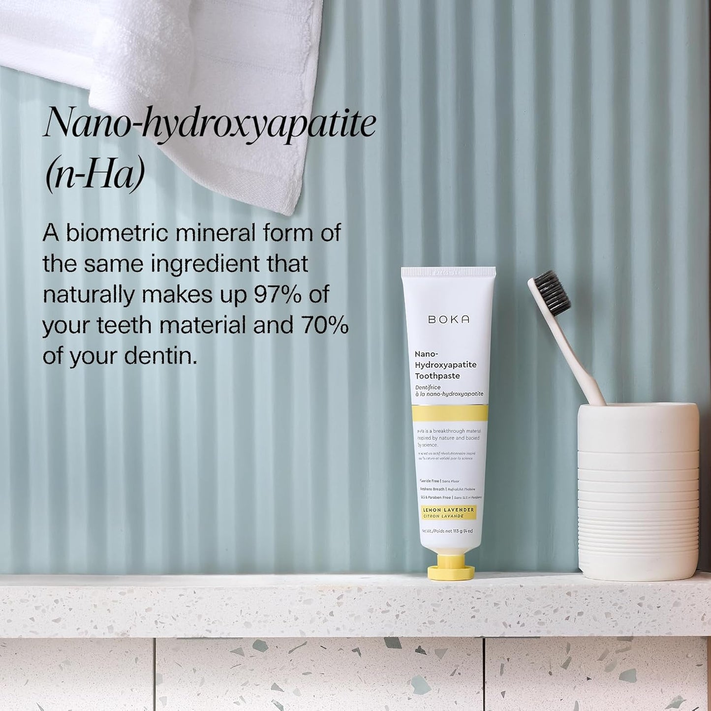 Boka Fluoride Free Toothpaste, Nano Hydroxyapatite Toothpaste, Appropriate for Sensitive Teeth - for Adult, Kids Oral Care - Lemon Lavender Flavor, 4 Fl Oz 1Pk US Manufactured