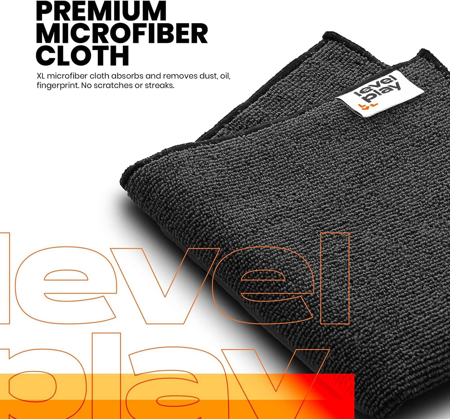 Levelplay Screen Cleaner Kit – Fingerprint-Resistant Touchscreen, Monitor & Lens Cleaner, Alcohol- and Ammonia-Free, Washable Microfiber Wipe (Large), 240 mL (8.1 fl oz) Spray Bottle