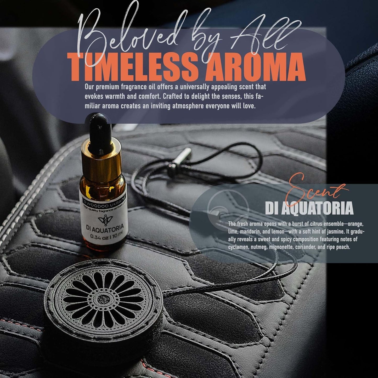 Wood Car Air Freshener — Handmade Air Freshener — Best Wheels Aromatherapy Fragrance Oil Diffuser in Wooden Gift Box — Ready To Gift Set with diAquatoria Fragrance Oil - 10 ml