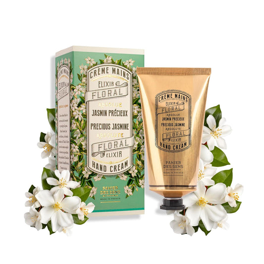 Panier des Sens - Hand Cream for Dry Cracked Hands - Jasmine Hand Lotion with Olive & Almond Oil - Vitamin E Skin Moisturizer with 97% Natural Ingredients - Made in France, 2.5 fl oz