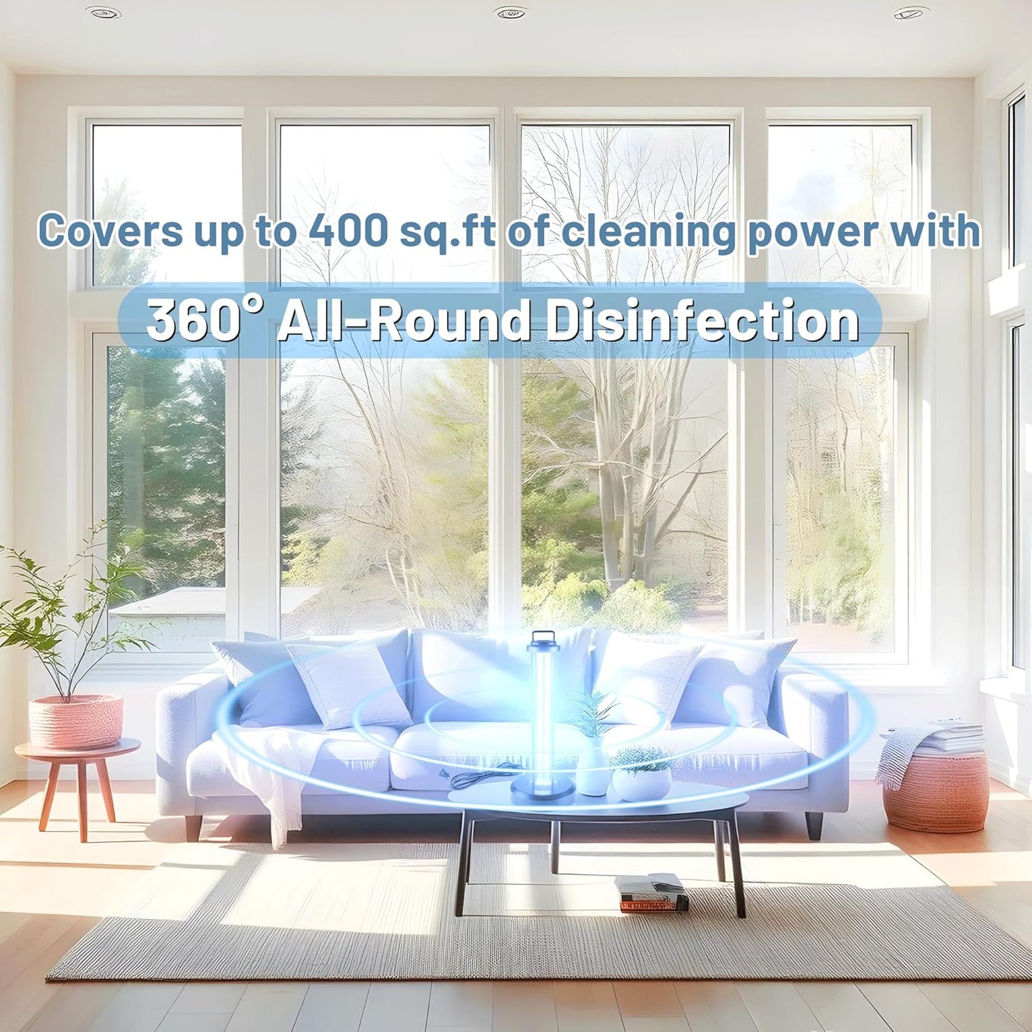 38W UV Sanitizer Light, Portable Ultraviolet Light with 3-Gear Timer and Remote Control, 110V, 99.99% UVC Ozone Free UV Lamp for Home, Office, Hotel, School