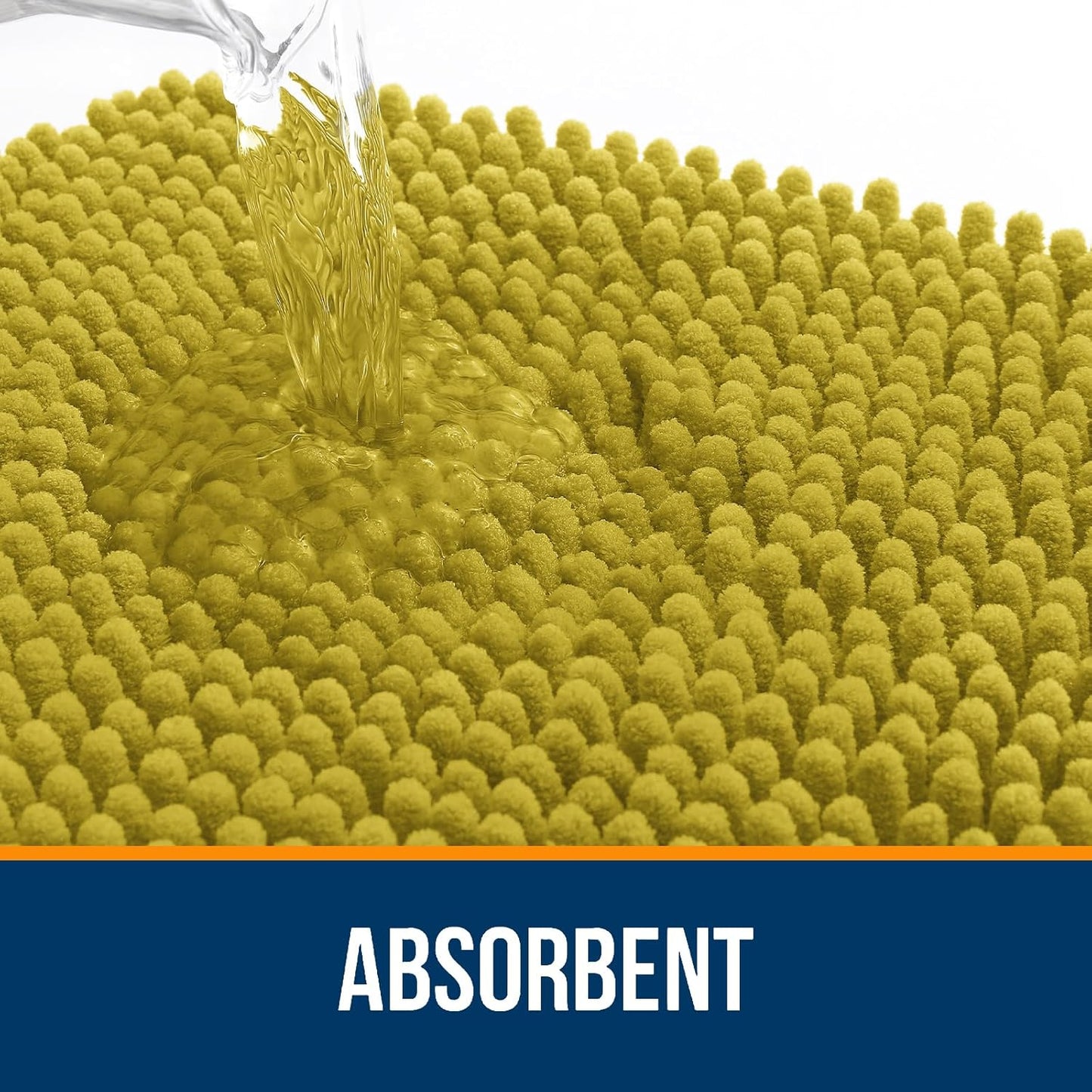 OLANLY Bathroom Rugs 36x24, Extra Soft Absorbent Chenille Bath Rugs, Rubber Backing Quick Dry, Machine Washable Bath Mats for Bathroom Floor, Tub and Shower, Home Decor Accessories, Deep Mustard