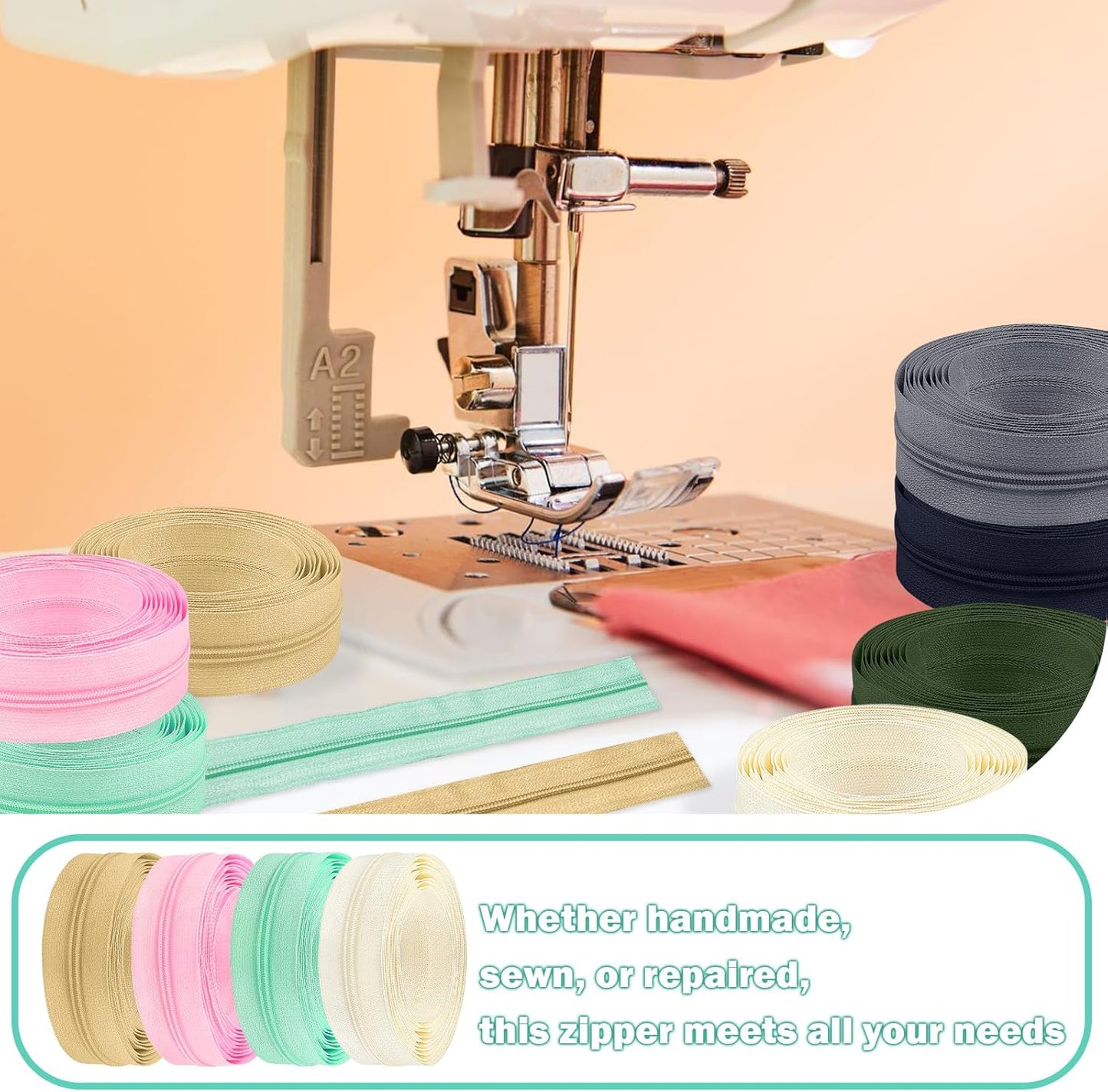 DOITEM 31 Yards 10 Pcs Sewing Zippers #3 Nylon Coil Zippers Assorted Zipper for Sewing with 40 Zipper Sliders for DIY Tailor Sewing Crafts Supplies, 10 Colors