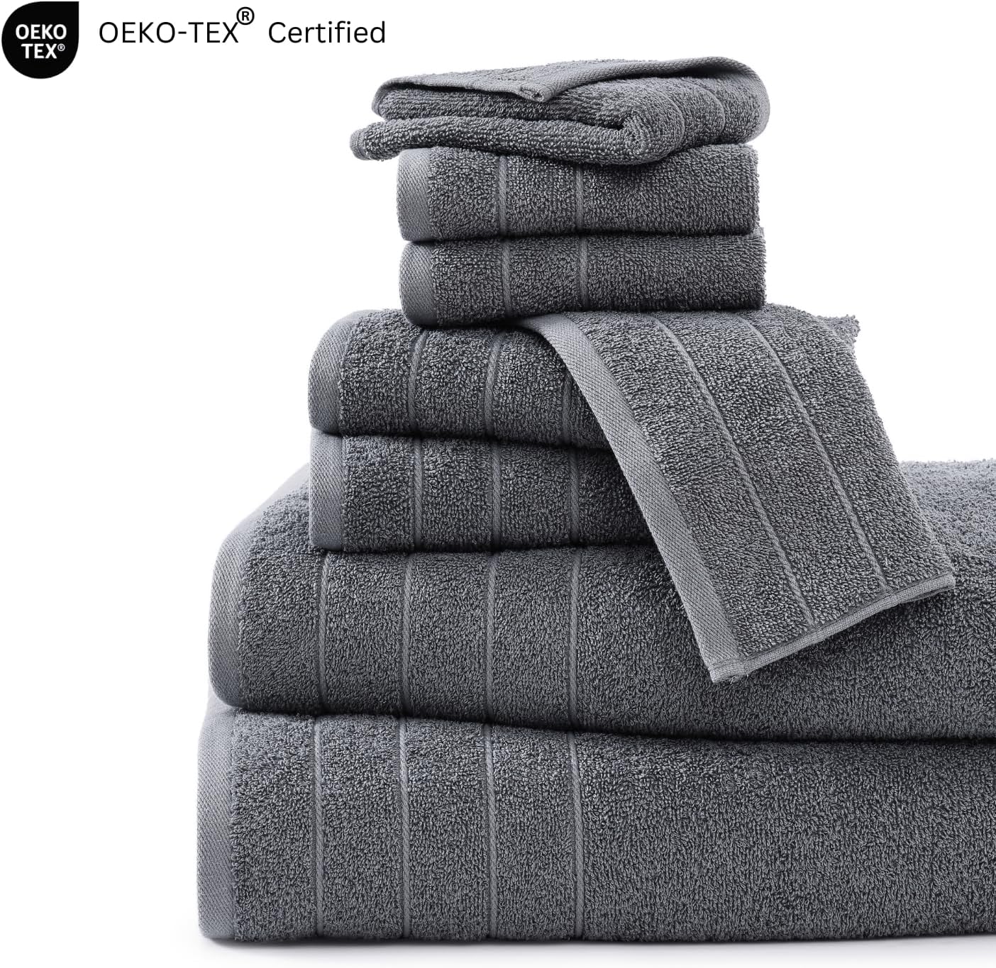 Casa Platino 100% Cotton Luxury Bathroom Towel Set - 8 Pc - Ring Spun, Quick Dry, Soft & Highly Absorbent - 2 Bath, 4 Washcloths, 2 Hand Towels - Remains Plush After Multiple Washes - Cerulean Blue