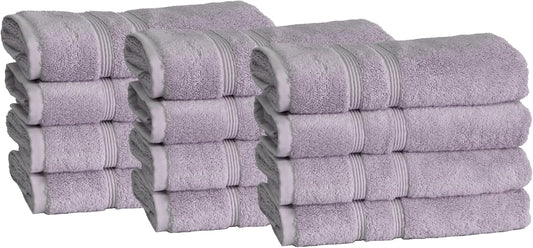 Mosobam Luxury Turkish Set of 12 Hand Towels 16X30 Lavender Aura 700 GSM Bamboo Viscose & Aegean Turkish Combed Cotton