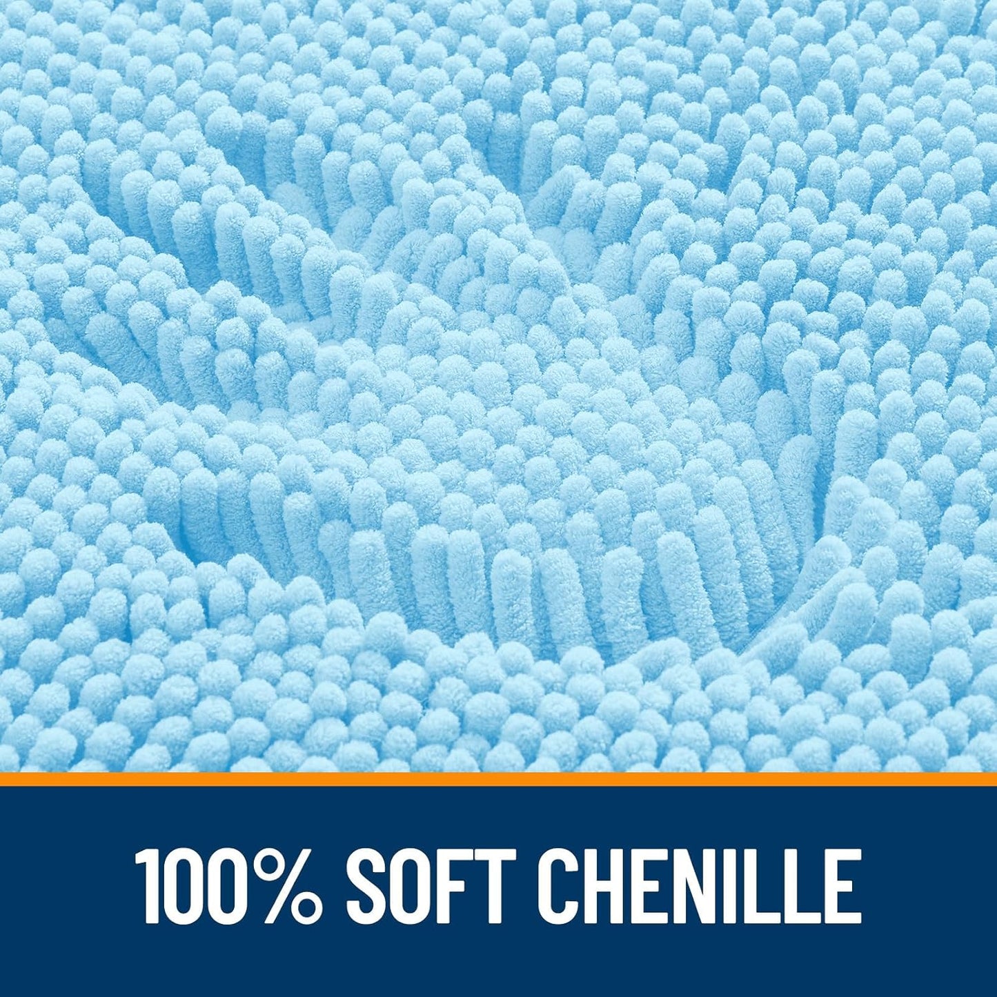 OLANLY Bathroom Rugs 47x20, Extra Soft Absorbent Chenille Bath Rugs, Rubber Backing Quick Dry, Machine Washable Bath Mats for Bathroom Floor, Tub and Shower, Home Decor Accessories, Sky Blue