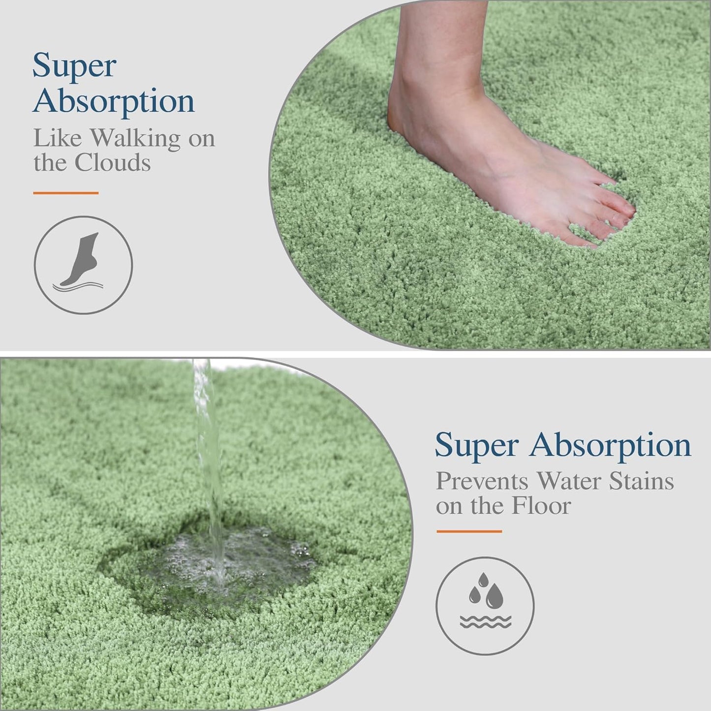 Walensee Large Bathroom Rug (24 x 72, Sage Green) Extra Soft and Absorbent Shaggy Bath Mat Machine Washable Microfiber Non Slip Luxury Floor Mat