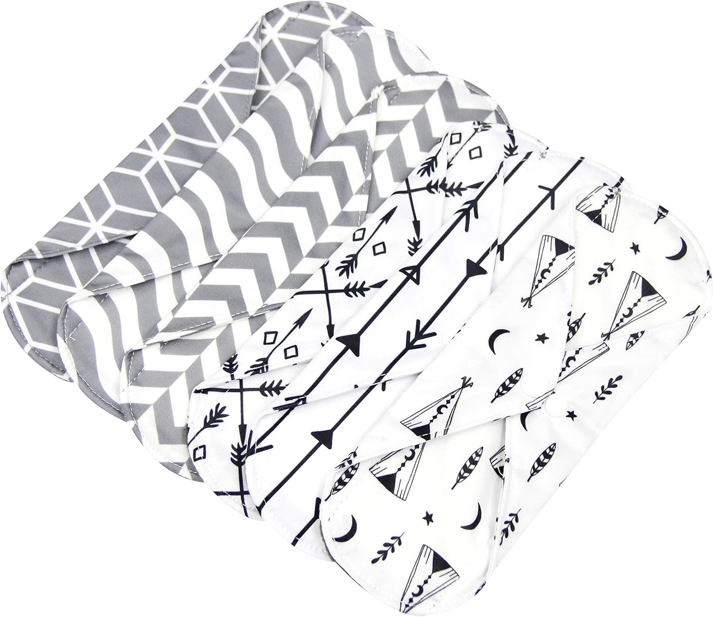 7pcs Set 1 pc Mini Wet Bag +6pcs Absorbent Reusable Sanitary Pads/Washable Cloth Menstrual Pads (L,Grey)