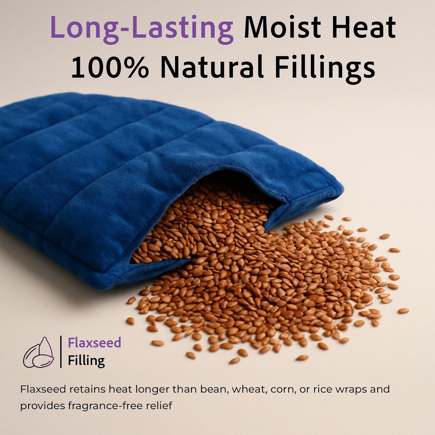 Microwavable Heating Pad for Back Pain Relief – Moist Heat Pack for Neck & Shoulders – Microwave Wheat Bag with Long Ties – Reusable Hot Cold Therapy Wrap for Cramps, Stress & Muscle Relaxation XL 71”