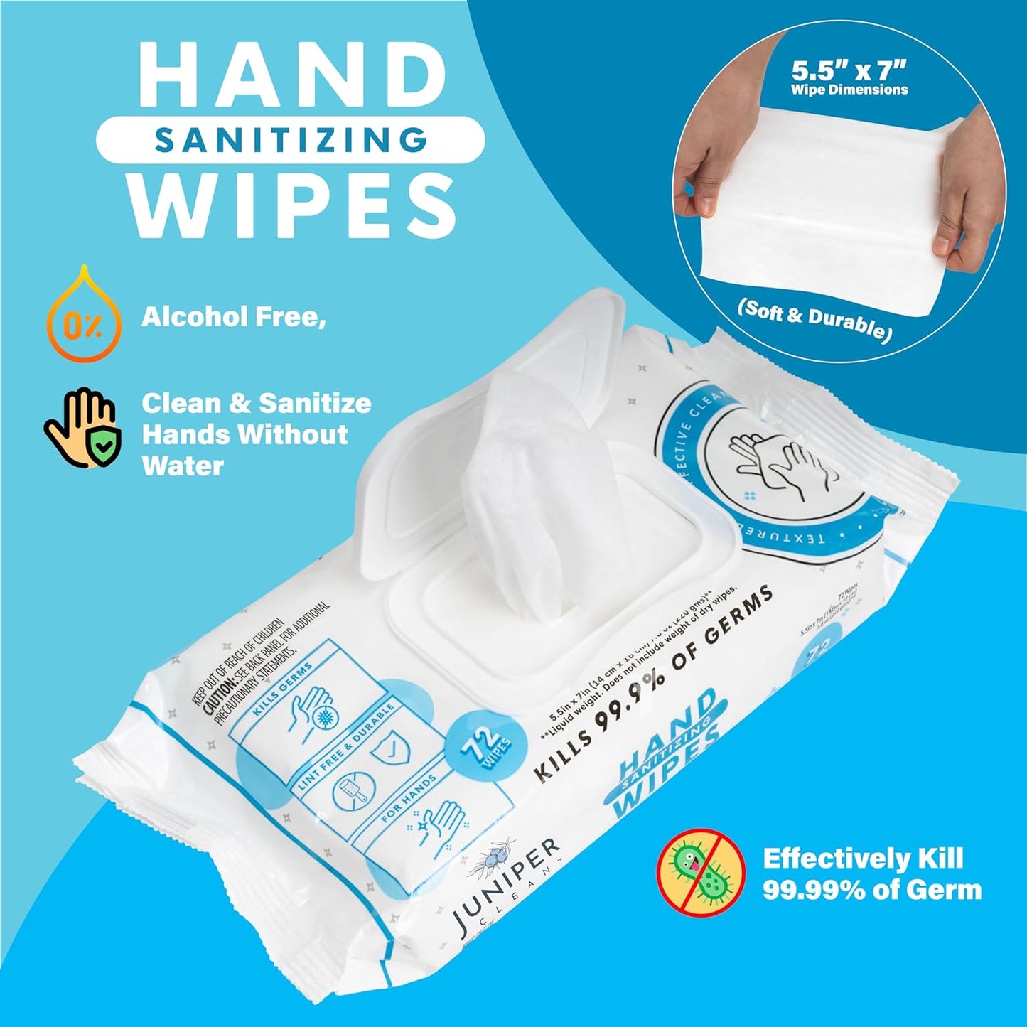 24 Pack Hand Sanitizing Wipes, 1728 Count Disposable Hand Sanitizer Wipes, Fresh Scent, Lint Free & Durable