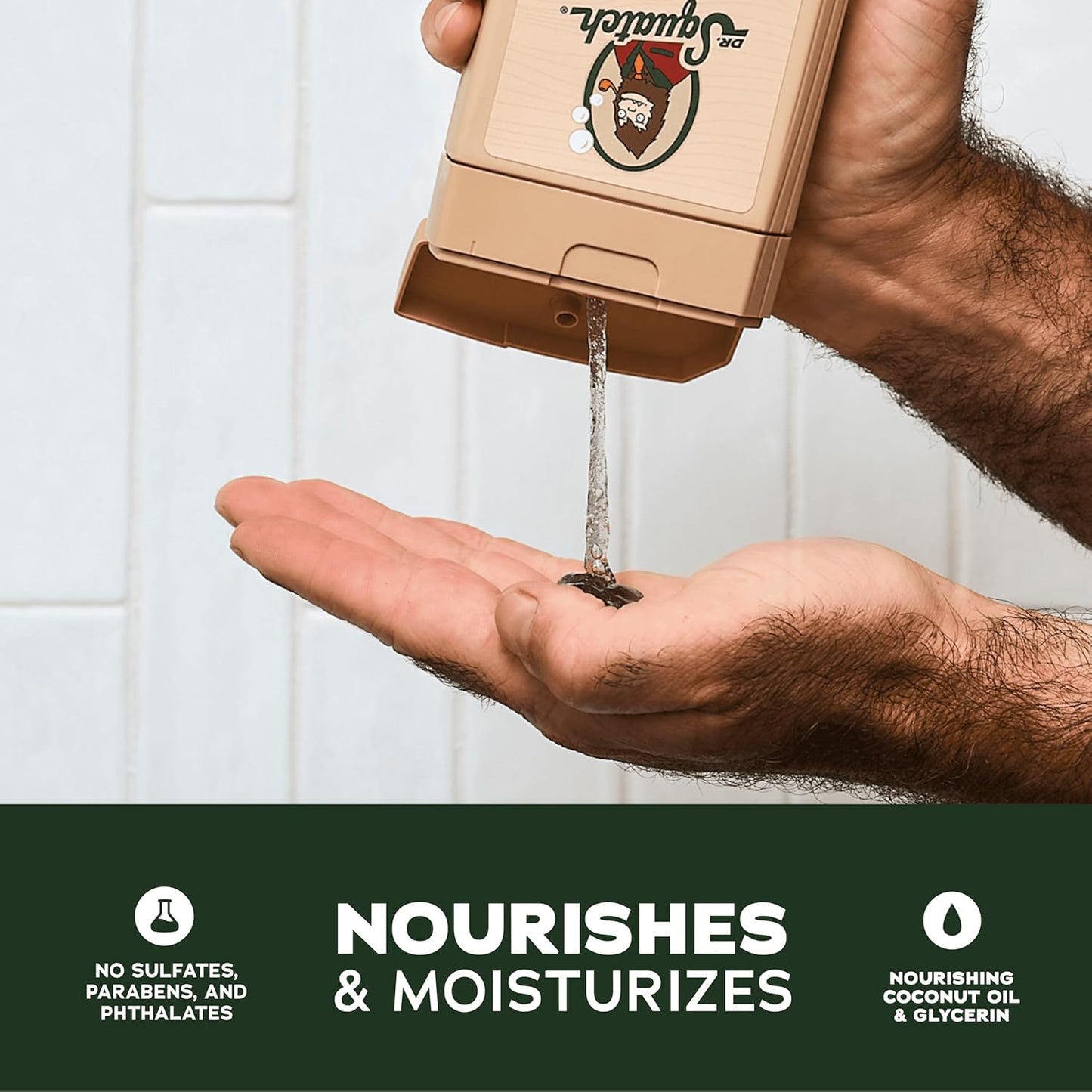 Dr. Squatch NEW Body Wash for Men with Nourishing, Natural Ingredients | No Paraben, Phthalate, Sulfate | All Day Moisture | Long Lasting Scent | Pine Tar & Fresh Falls (14 oz, 2-Pack)