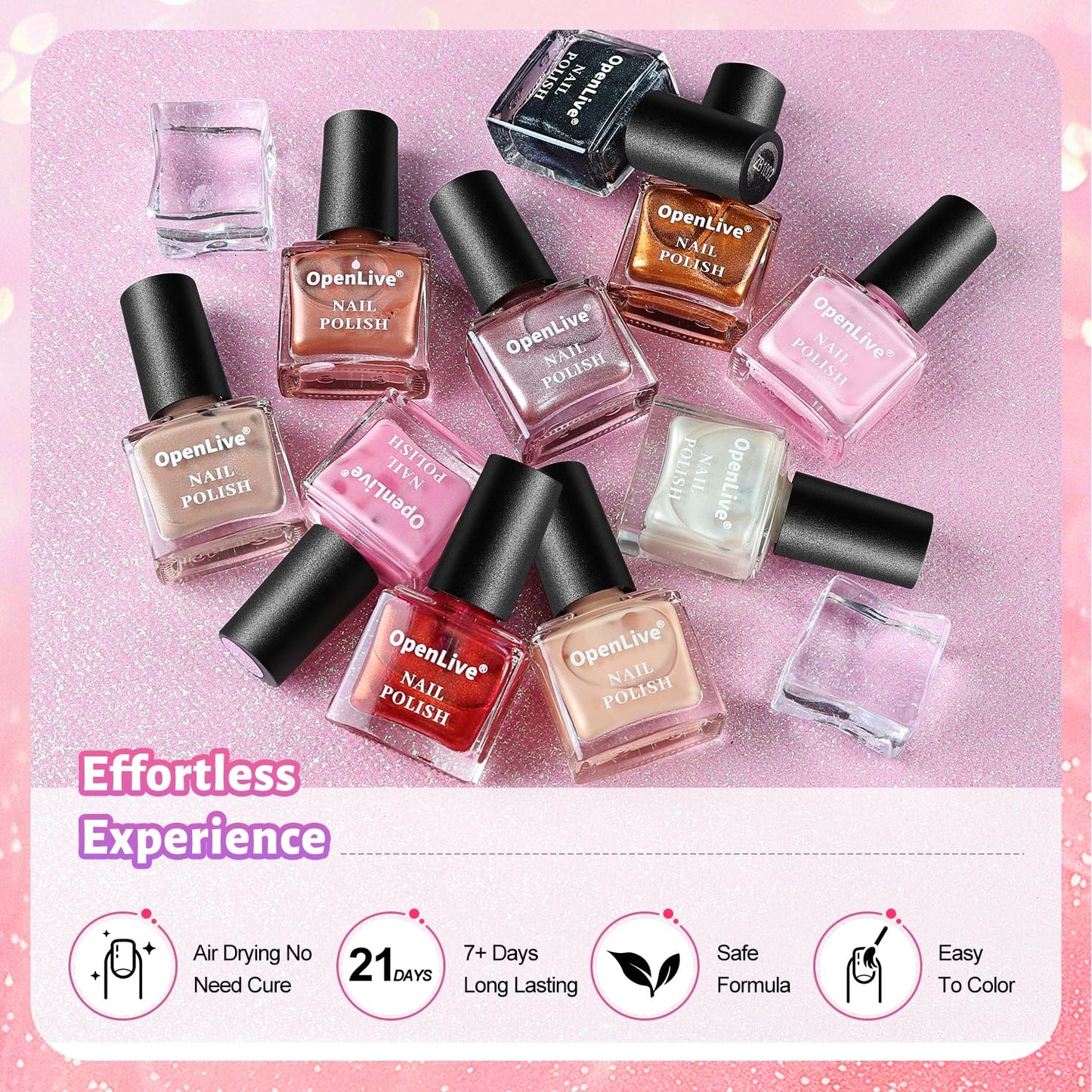 Glitter Nail Polish Set, 10 Color With 2PCS Base and Top Coat Nail Polish