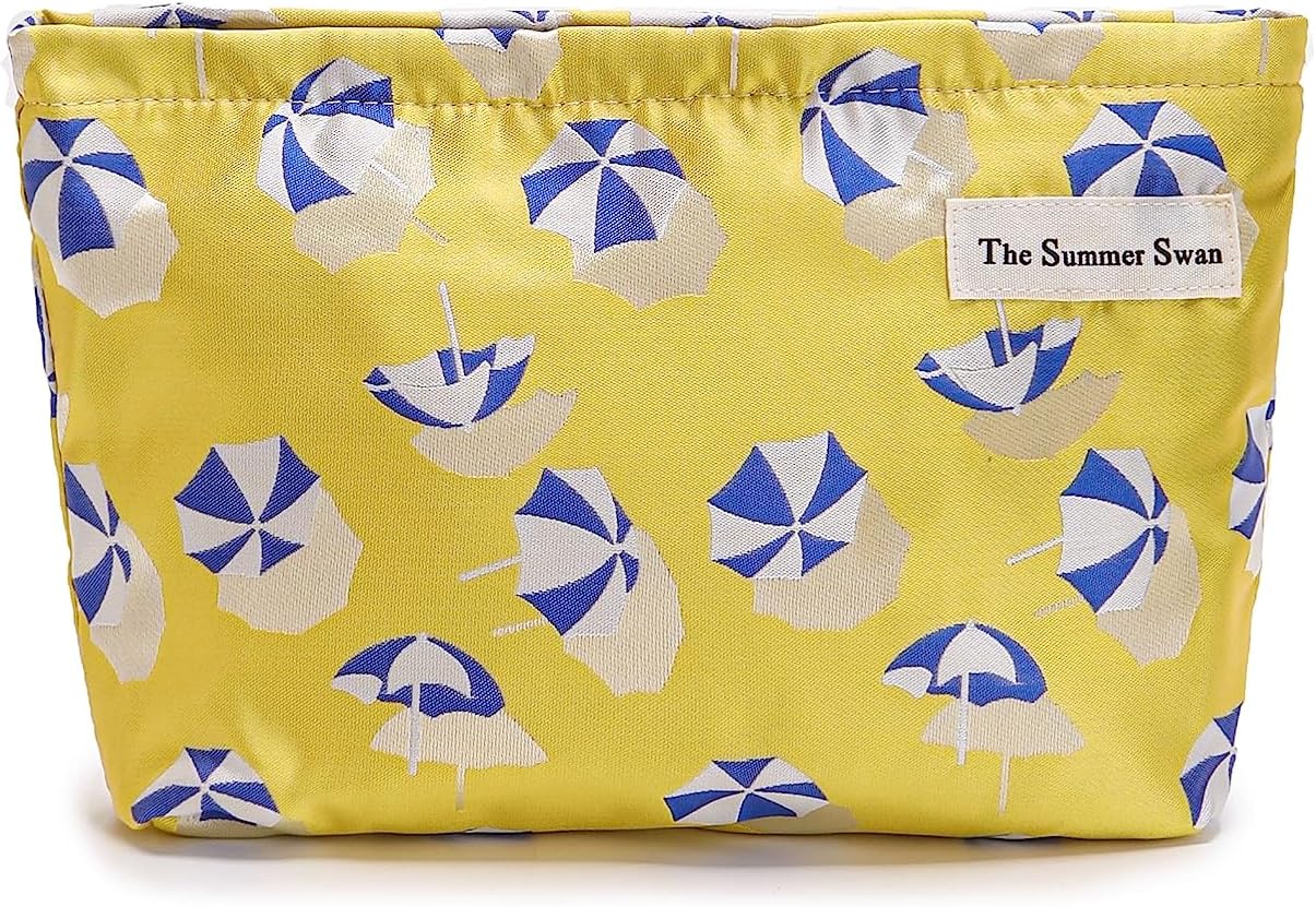 Summer Swan | Large Floral Mid-day Clutch | Period Kit & Hygiene Skincare Bag (Umbrella Yellow)