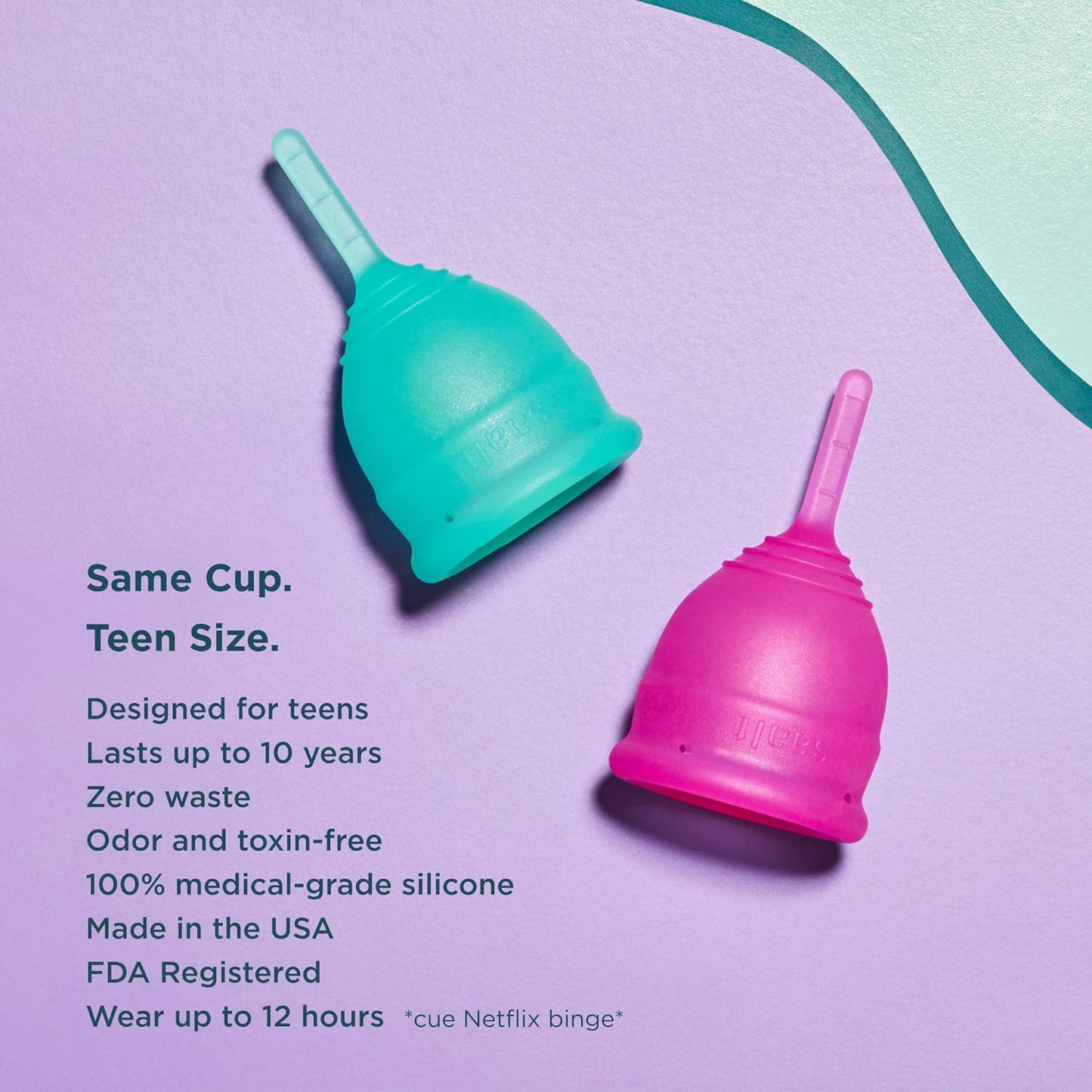 Saalt Teen Menstrual Cup – Reusable Period Cup – Made for Comfortable, Leak-Free Protection Up to 12 Hours – BPA & Latex Free - Wild Rose