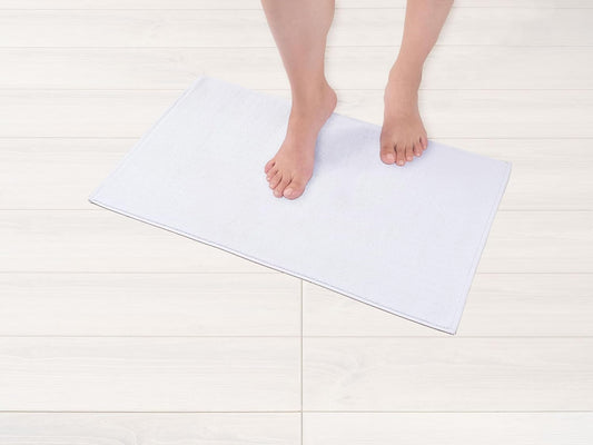 American Soft Linen Bath Rug, 17 in 24 in 100% Cotton Bath Mats Rugs for Bathroom, Slip Reducer Washable Shaggy Form Area Rugs, White Bath Rug