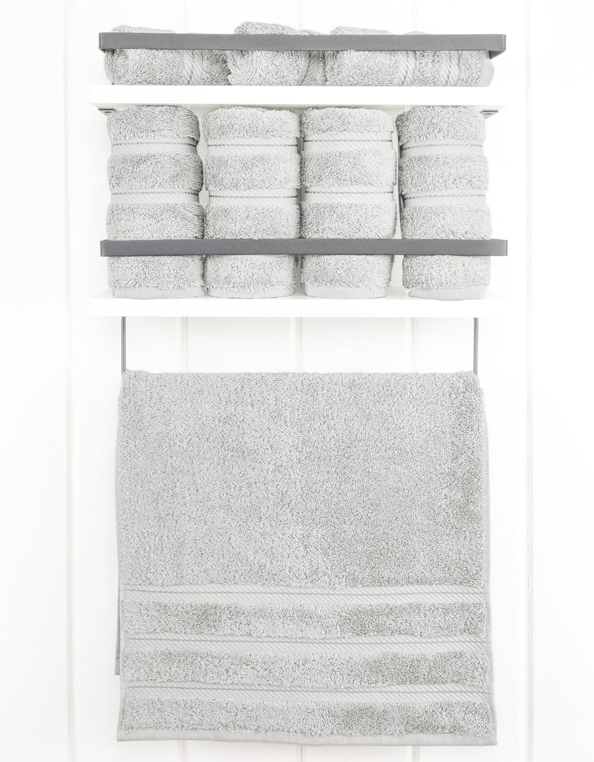 American Soft Linen Luxury Hand Towels for Bathroom, 600 GSM 100% Cotton Turkish 4 Piece Hand Towel Set, 600 GSM Hand Face Towels for Kitchen, Silver Grey Hand Towels