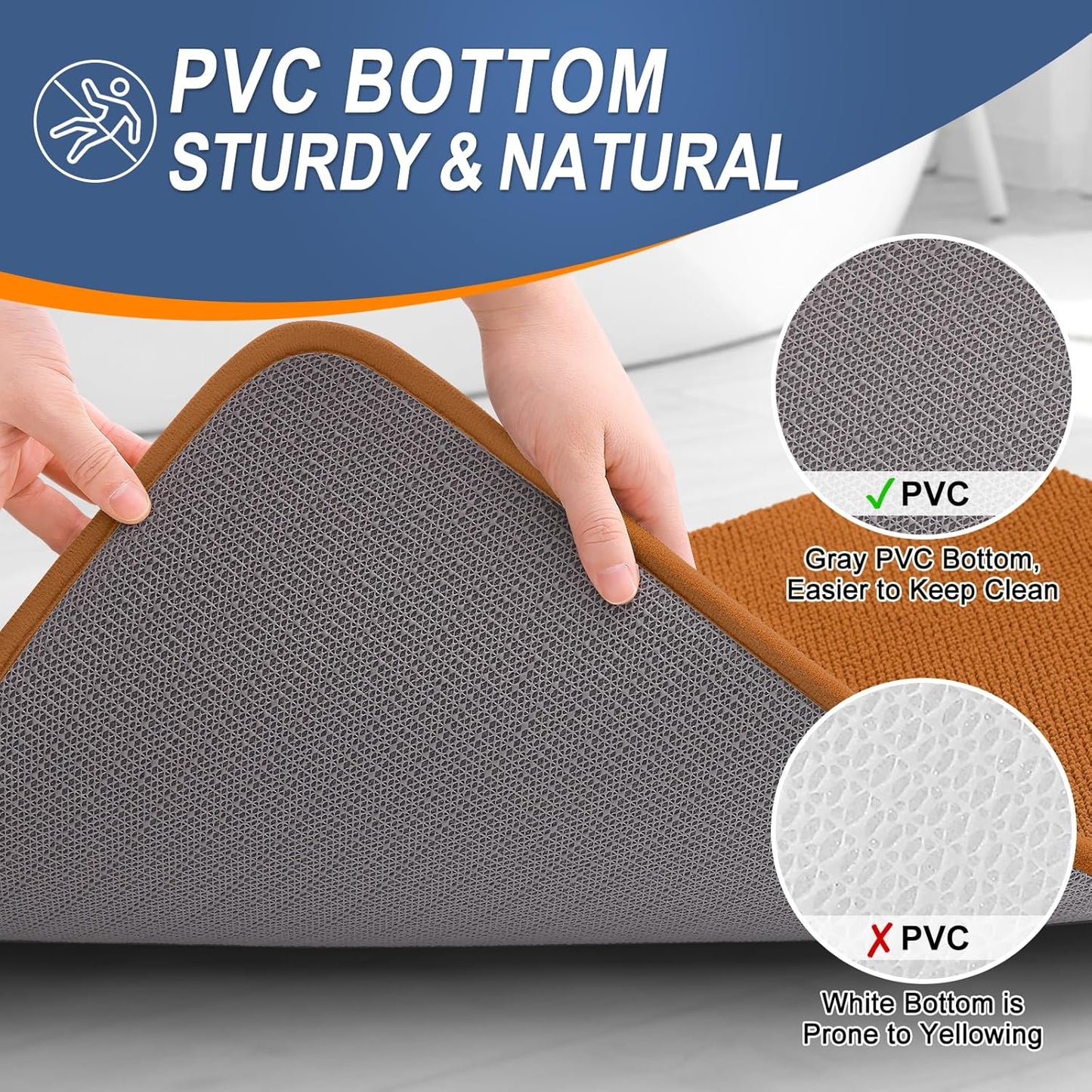 OLANLY Thick Memory Foam Bath Mat Rug 30x20, Extra Soft Absorbent Bathroom Rug, Quick Dry Bath Mats, Non-Slip, Machine Washable Carpet for Bathroom, Tub and Shower, Home Decor Accessories, Ochre