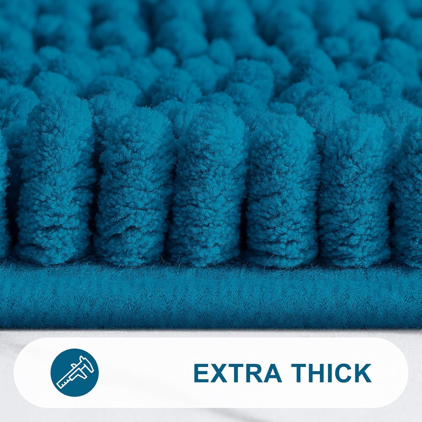 Grandaily Chenille Striped Bathroom Rugs 30x20, Extra Thick and Absorbent Bath Mats, Non-Slip Soft Plush Shaggy Shower Carpet, Machine Wash Dry, Bath Rug for Bathroom, (Medium, Atlantic Blue)