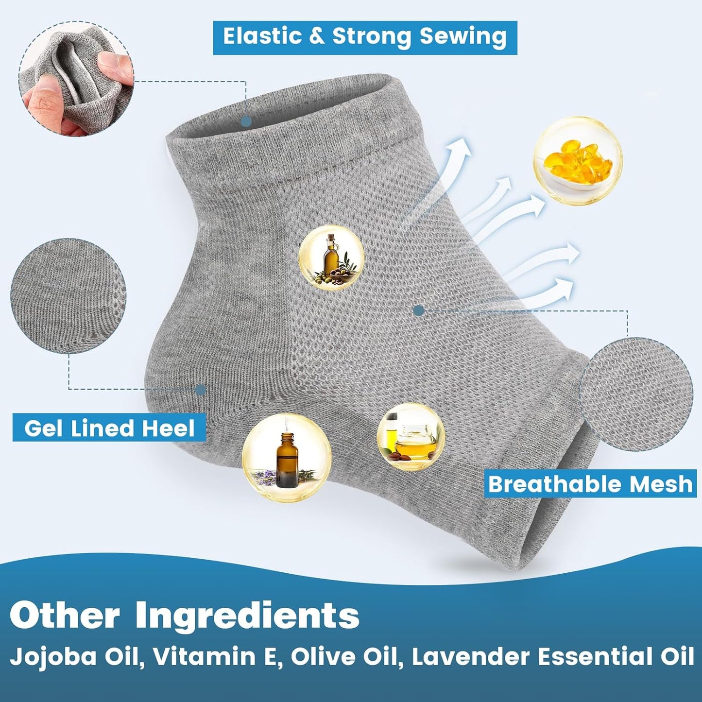6 Pairs Moisturizing Heel Socks for Cracked Heel Treatment, Foot Care Toeless Socks to Soften and Hydrate Dry Cracked Feet Heels, Cracked Heel Repair Socks, Gel Socks for Dry Cracked Feet