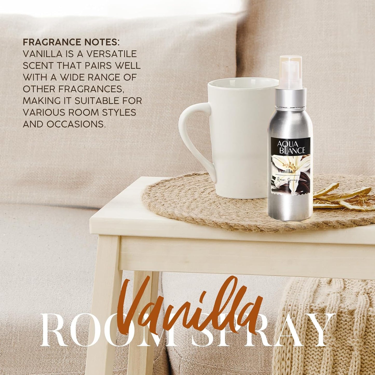 Fragrant Room Spray, Vanilla, 3 x 3.4 fl oz, Air Fresheners Odor Eliminator for Home, Bathroom, Concentrated Room Spray
