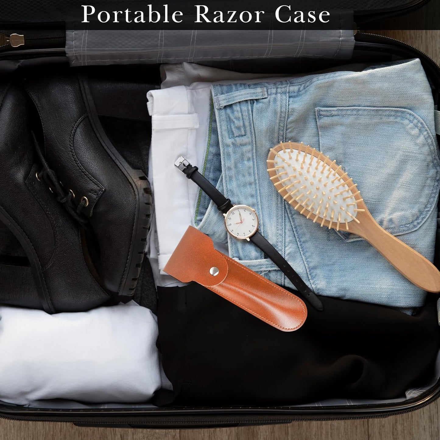 Linkidea Razor Case for Travel, Shaver Carrying Pouch for Men, Compatible with Gillette Mach 3, Sensor 3, MK-23C, Portable Storage Organizer (Brown)