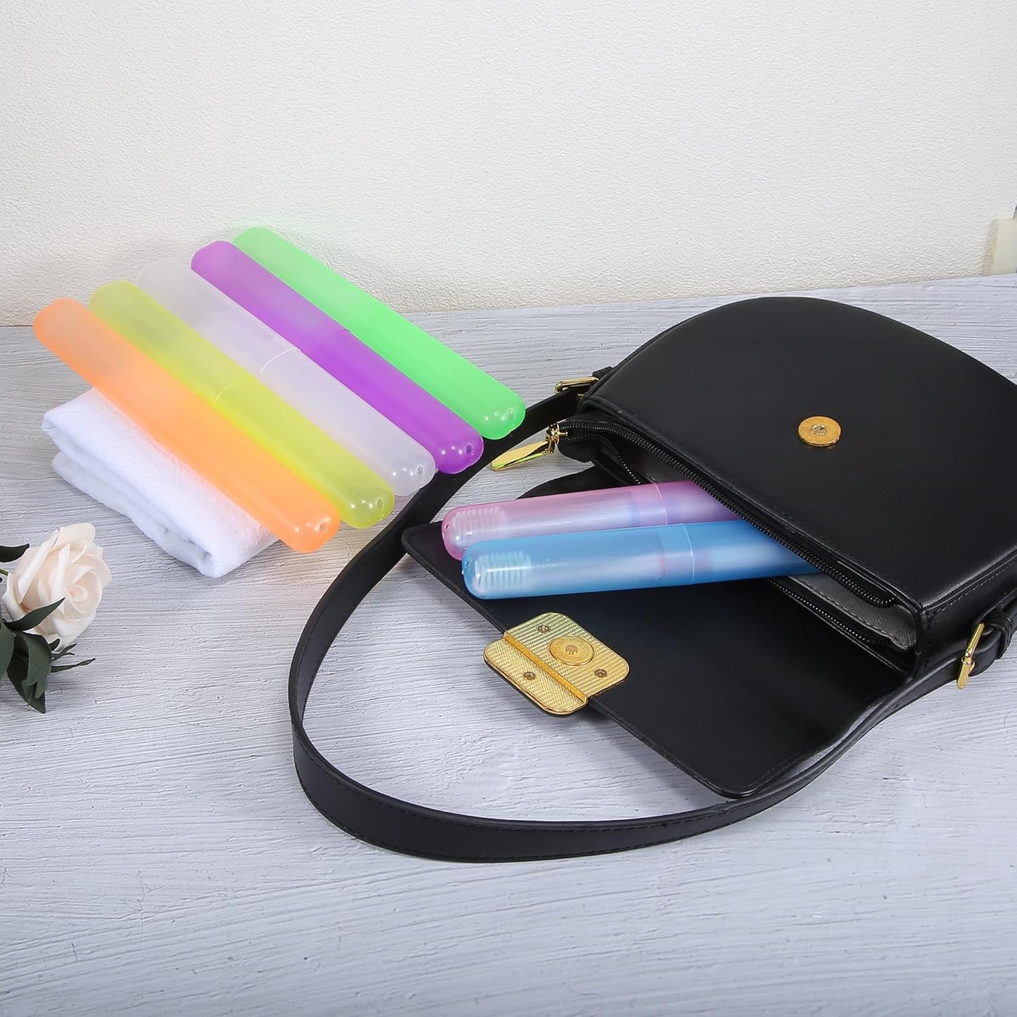 VOCOSTE 2 Pcs Toothbrush Travel Case, Plastic, Lightweight, Blue, 7.48"x1.06"