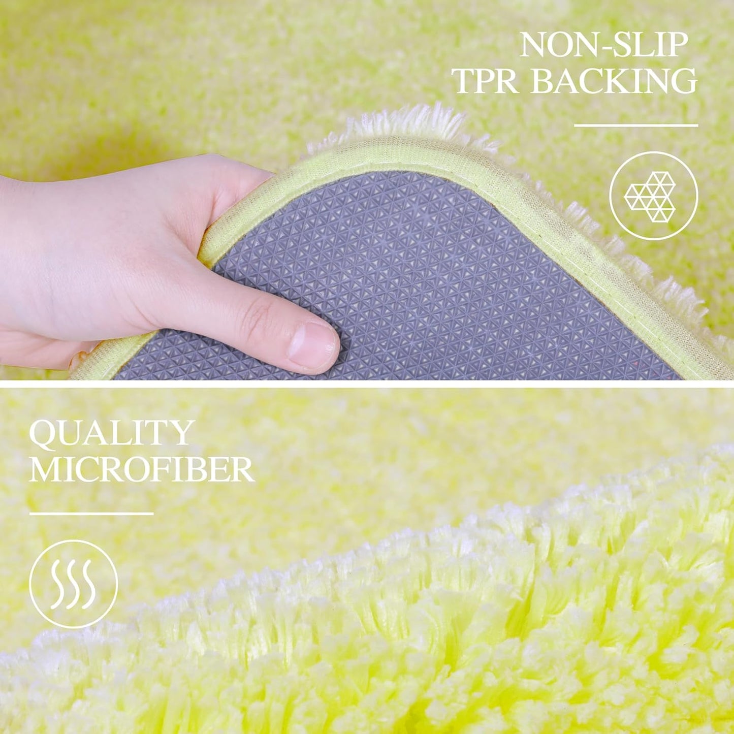 Walensee Large Bathroom Rug (24 x 72, Yellow) Extra Soft and Absorbent Shaggy Bath Rug Machine Washable Microfiber Bath Mat Non Slip Bath Mat, Luxury Bathroom Floor Mats