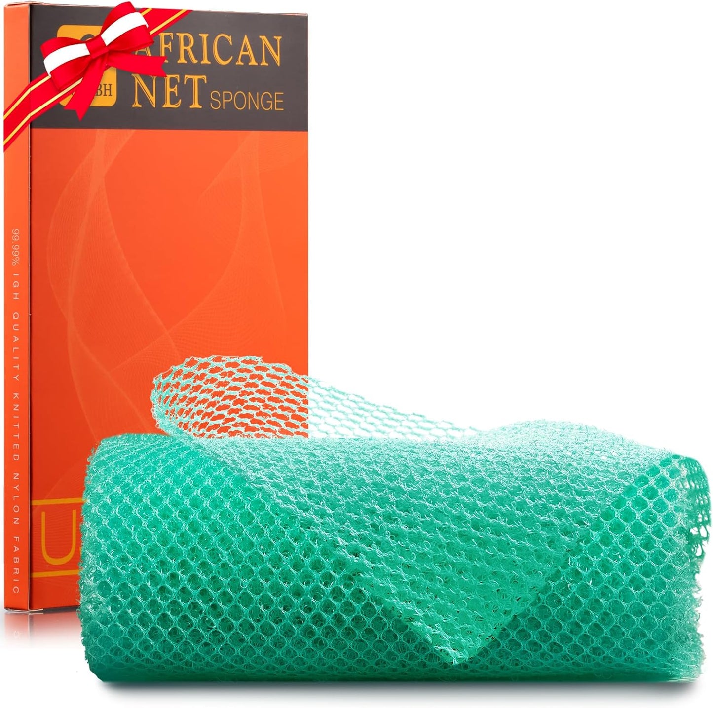 UJFQBH African Bath Sponge African Net Long Net Bath Sponge Exfoliating Shower Body Scrubber Back Scrubber Skin Smoother,Great for Daily Use (Green)