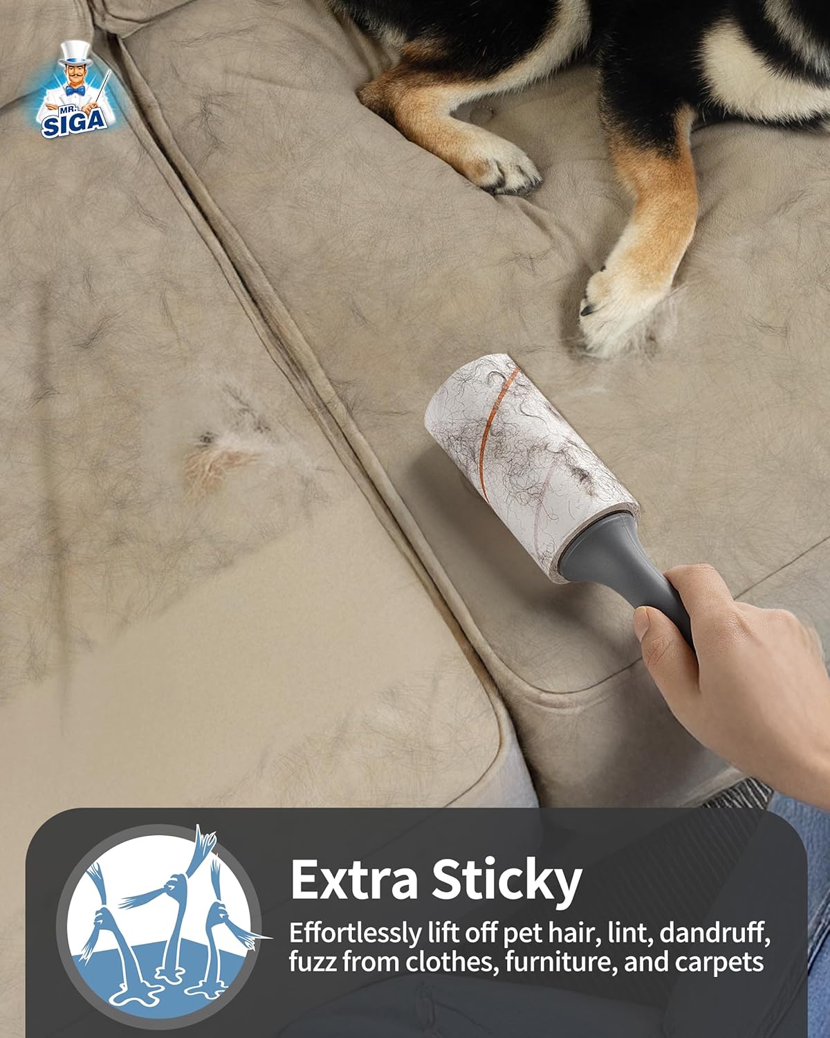 MR.SIGA Lint Rollers for Pet Hair Extra Sticky, 720 Sheets, Lint Remover for Clothing, Furniture, Pet Hair Remover with Easy Tear Sheets