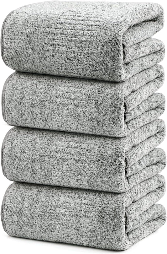 SEISSO Bath Towels Set of 4 Premium Bath Towels 35” x 63” Oversized Towels for Bathroom Quick Drying & Lightweight Bath Sheets Towels for Adults - Multipurpose Use as Bathroom,Shower (Grey)