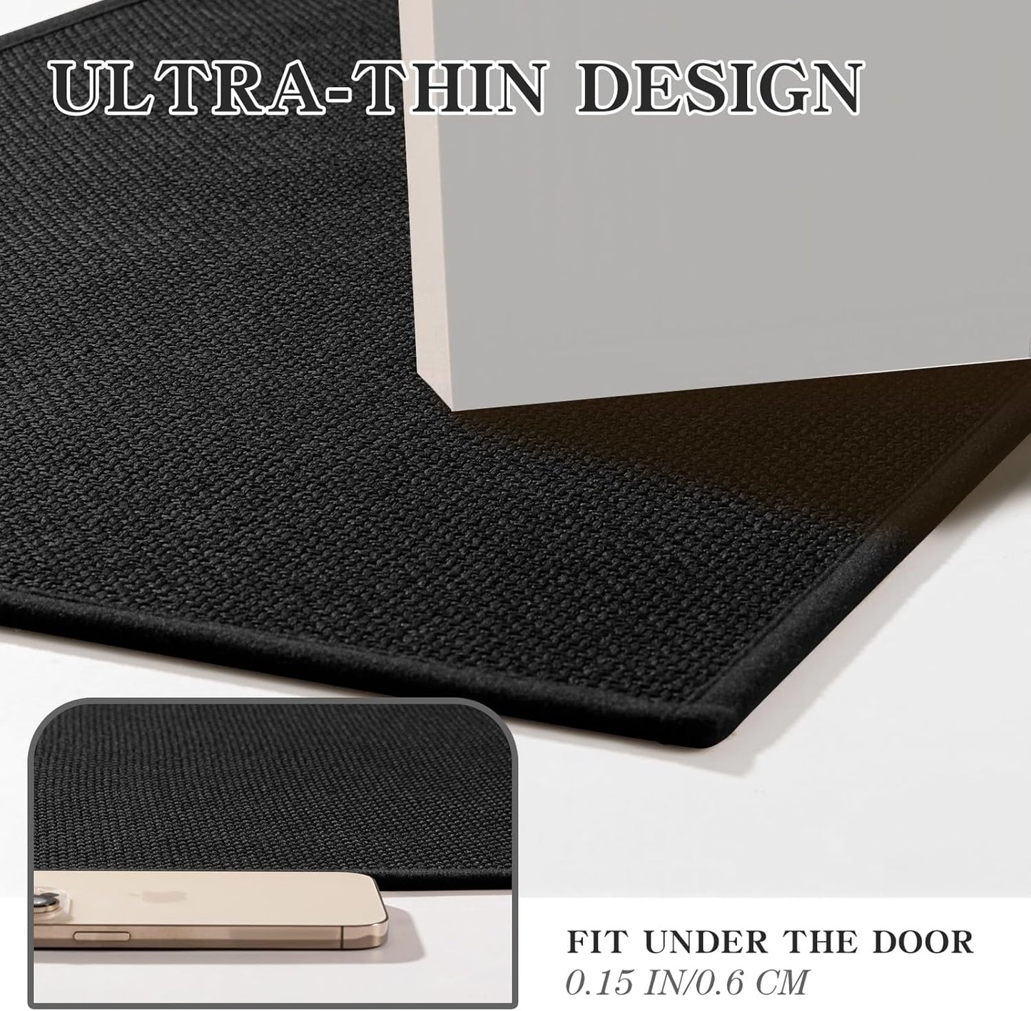 chakme Bathroom Rugs Mat 36x25, Ultra Thin Non Slip Bath Mat Large Quick Dry Absorbent Bath Mat for Bathroom Floor, (Black, 36"x25")