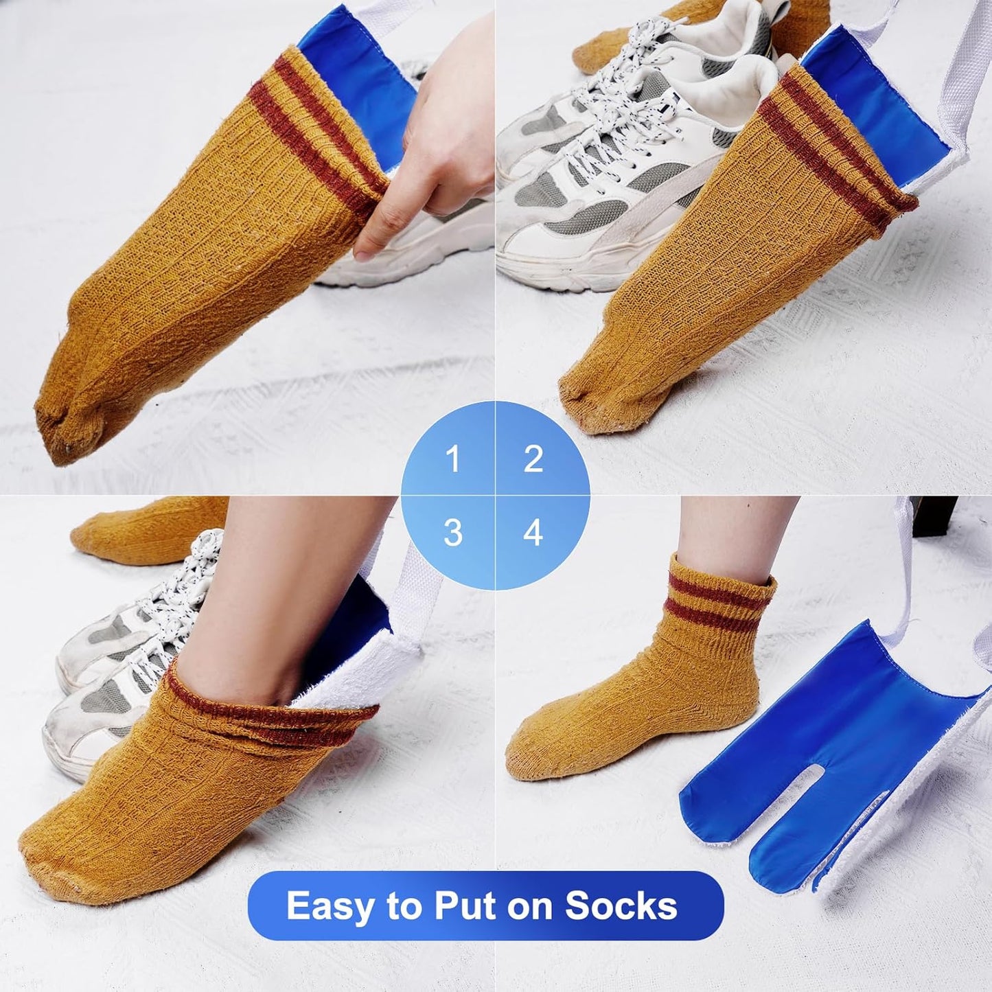 Sock Aid, Sock Helpers to Put on Your Socks for Seniors, Disabled, Pregnancy, Assist Device for Elderly, Tool Aide Puller Easy on and Off with No Bending(Dark Blue)