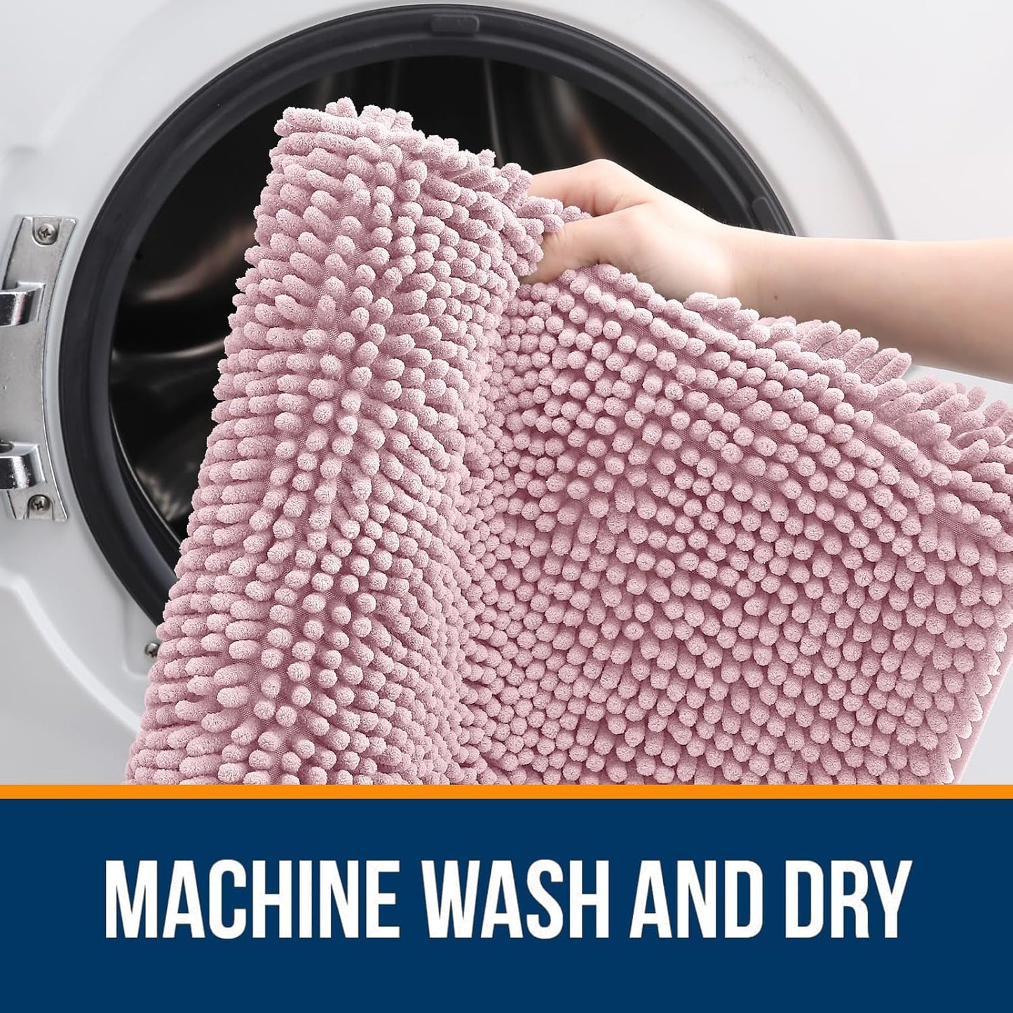 OLANLY Bathroom Rugs 70x24, Extra Soft Absorbent Chenille Bath Rugs, Rubber Backing Quick Dry, Machine Washable Bath Mats for Bathroom Floor, Tub and Shower, Home Decor Accessories, Dusty Rose