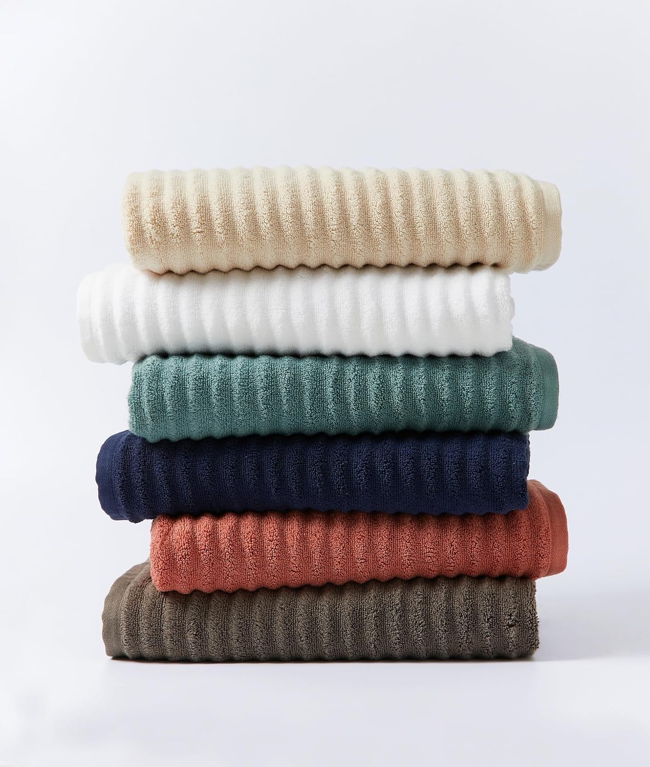 Blue Loom Ribbed Bath Sheet & Towel, 100% Cotton 600 GSM, Soft Absorbent Durable Quick Drying Bath Sheet & Bath Towel Set for Bathroom - Mason Set of 2 White (65" x 45" & 58" x 30")