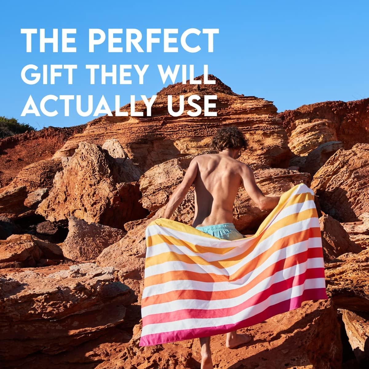 Dock & Bay Beach Towel - Quick Dry, Sand Free - Compact, Lightweight - 100% Recycled - Includes Bag - Summer - Peach Sunrise - Extra Large (200x90cm, 78x35)