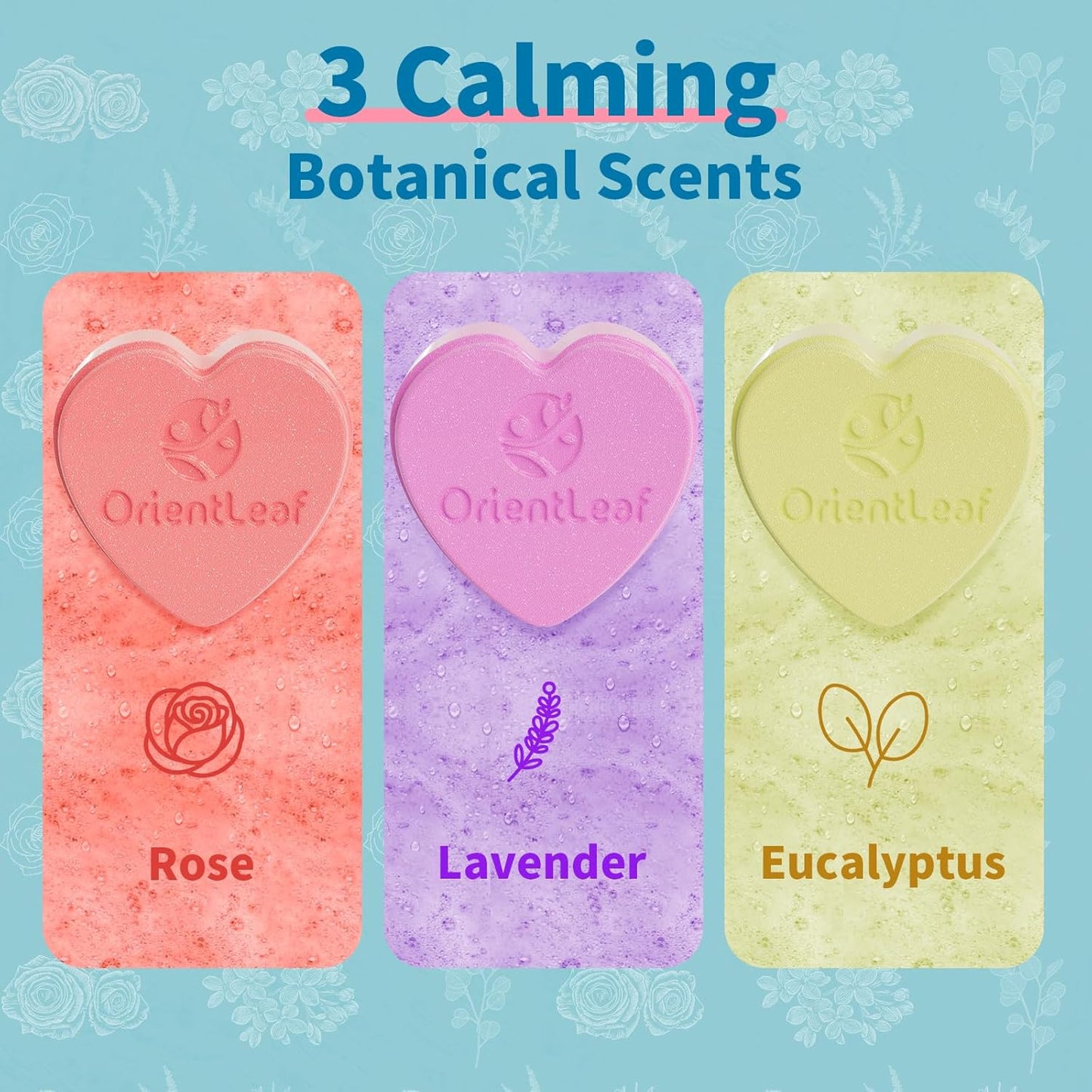 Bath Bombs Plant Scented, Stocking Stuffers Bath Bombs for Women and Girls Aromatherapy Bubble Bath, Lavender, Rose, Eucalyptus, 6 x 2 oz