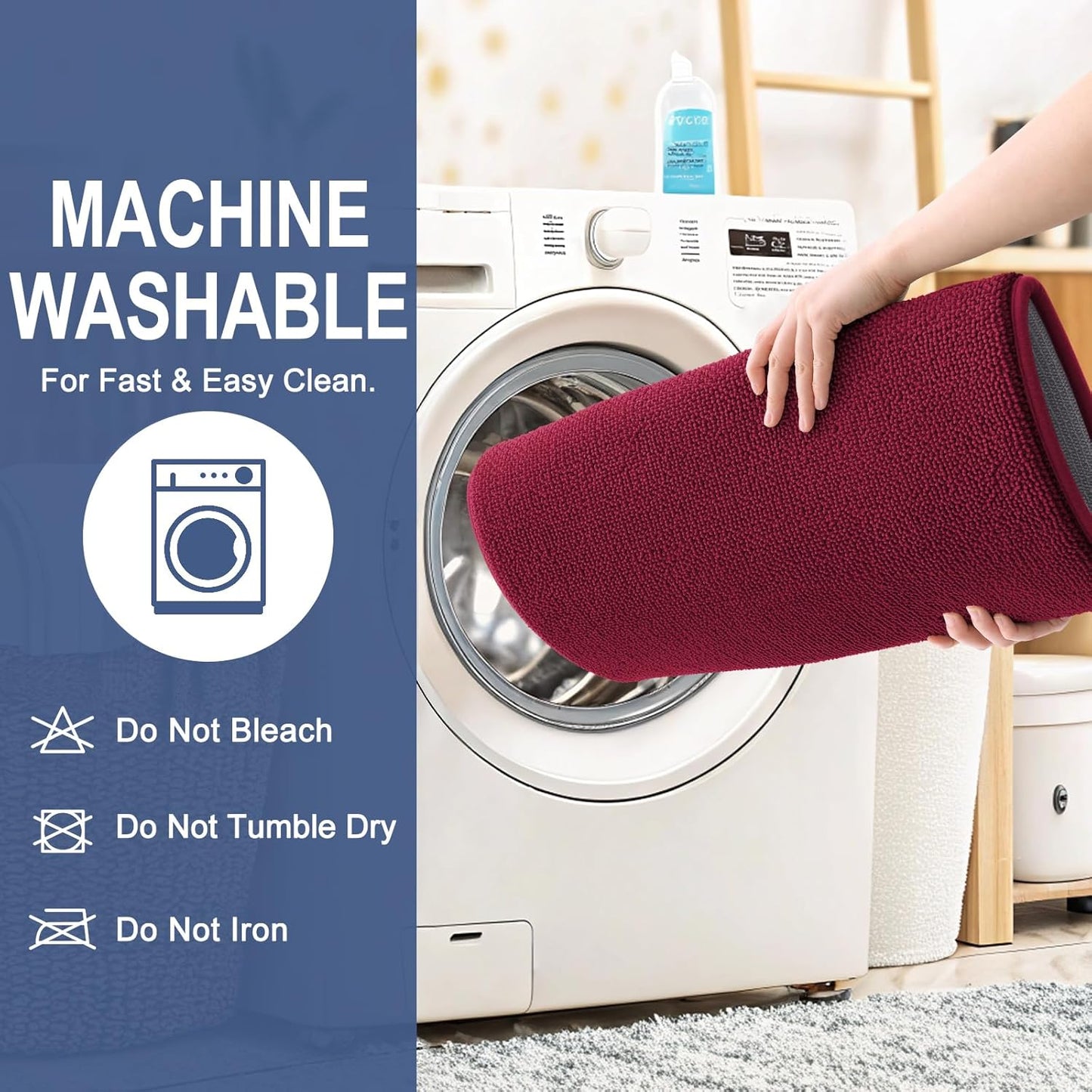 OLANLY Thick Memory Foam Bath Mat Rug 24x16, Extra Soft Absorbent Bathroom Rug, Quick Dry Bath Mats, Non-Slip, Machine Washable Carpet for Bathroom, Tub and Shower, Home Decor Accessories, Burgundy