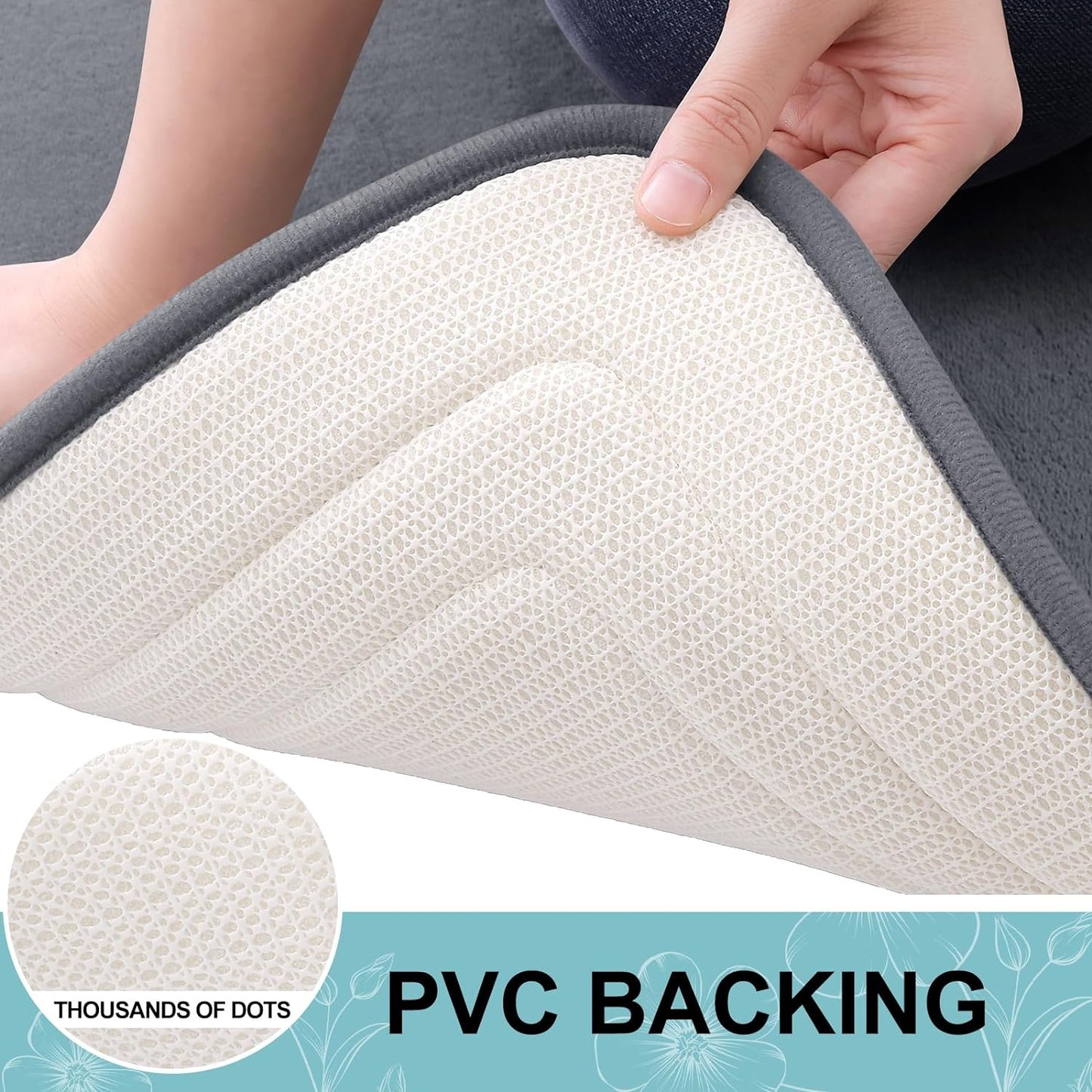 Grandaily Memory Foam Bath Mat Rug 24x16, Ultra Soft, Non-Slip and Absorbent Bathroom Rugs, Machine Wash Dry, Comfortable Bath Carpet for Bathroom Floor, Tub and Shower, Dark Grey