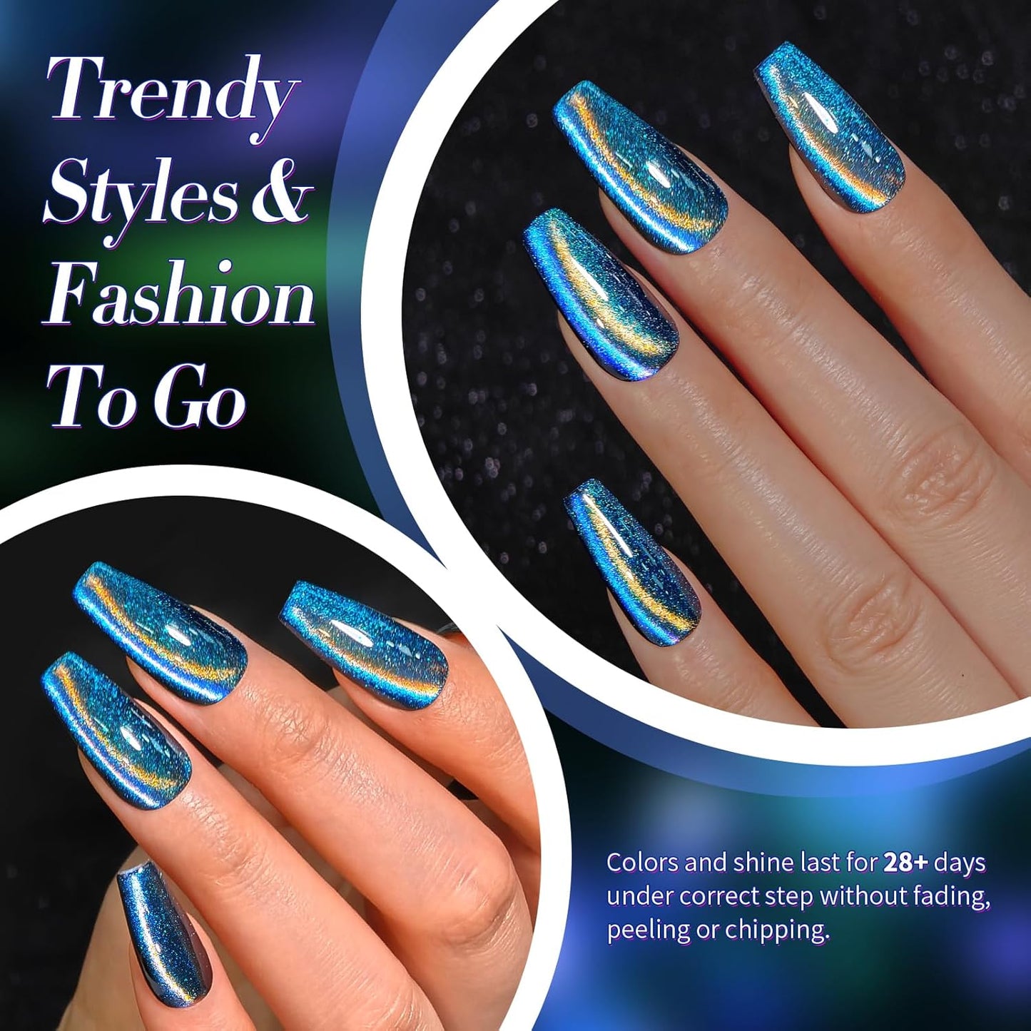 Born Pretty Cat Magnetic Gel Nail Polish 9D Polaris Holorgraphic Cat Magnetic Eye Gel Polish Glitter Gel Polish Set 6PCS