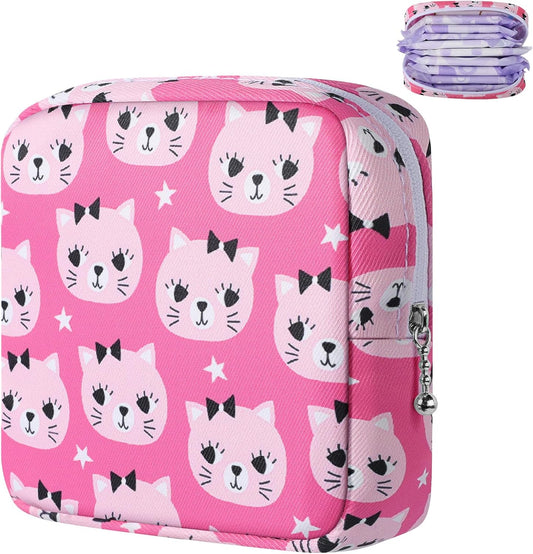 Period Bag Pouch, Canvas Sanitary Napkin Storage Bag for Girls Womens, Portable Sanitary Napkin Period Pad Pouch for Purse, Small Make Up Pouches(N0469)