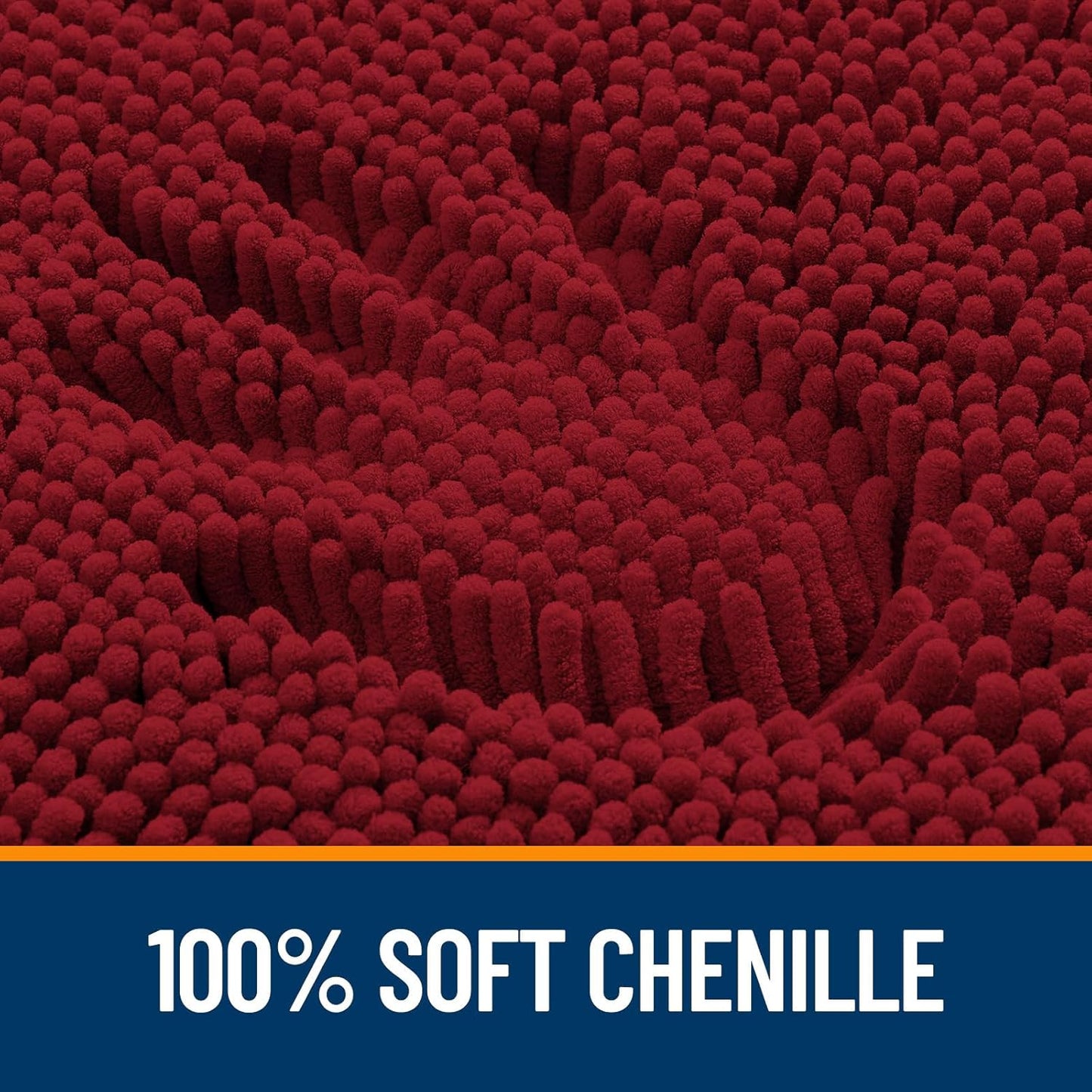 OLANLY Bathroom Rugs 47x20, Extra Soft Absorbent Chenille Bath Rugs, Rubber Backing Quick Dry, Machine Washable Bath Mats for Bathroom Floor, Tub and Shower, Home Decor Accessories, Red