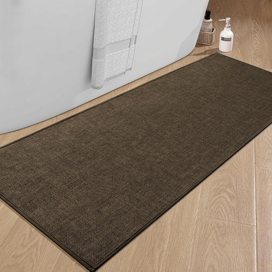 chakme Bathroom Rugs Mat 59x24, Ultra Thin Non Slip Bath Mat Large Quick Dry Absorbent Bath Mat for Bathroom Floor, (Brown, 59"x24")