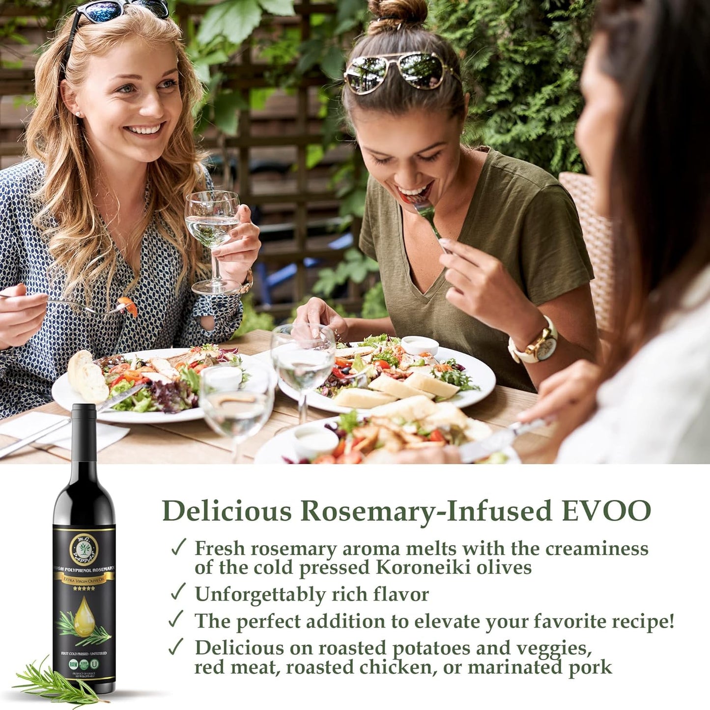 M.G. PAPPAS Rosemary Infused Olive Oil - High Polyphenol Rich Extra Virgin Olive Oil Unfiltered - Polyphenol Lab Report 650mg/kg - Cold Pressed Greek EVOO Award Winning - Rosemary Oil Cooking 12.7 Oz