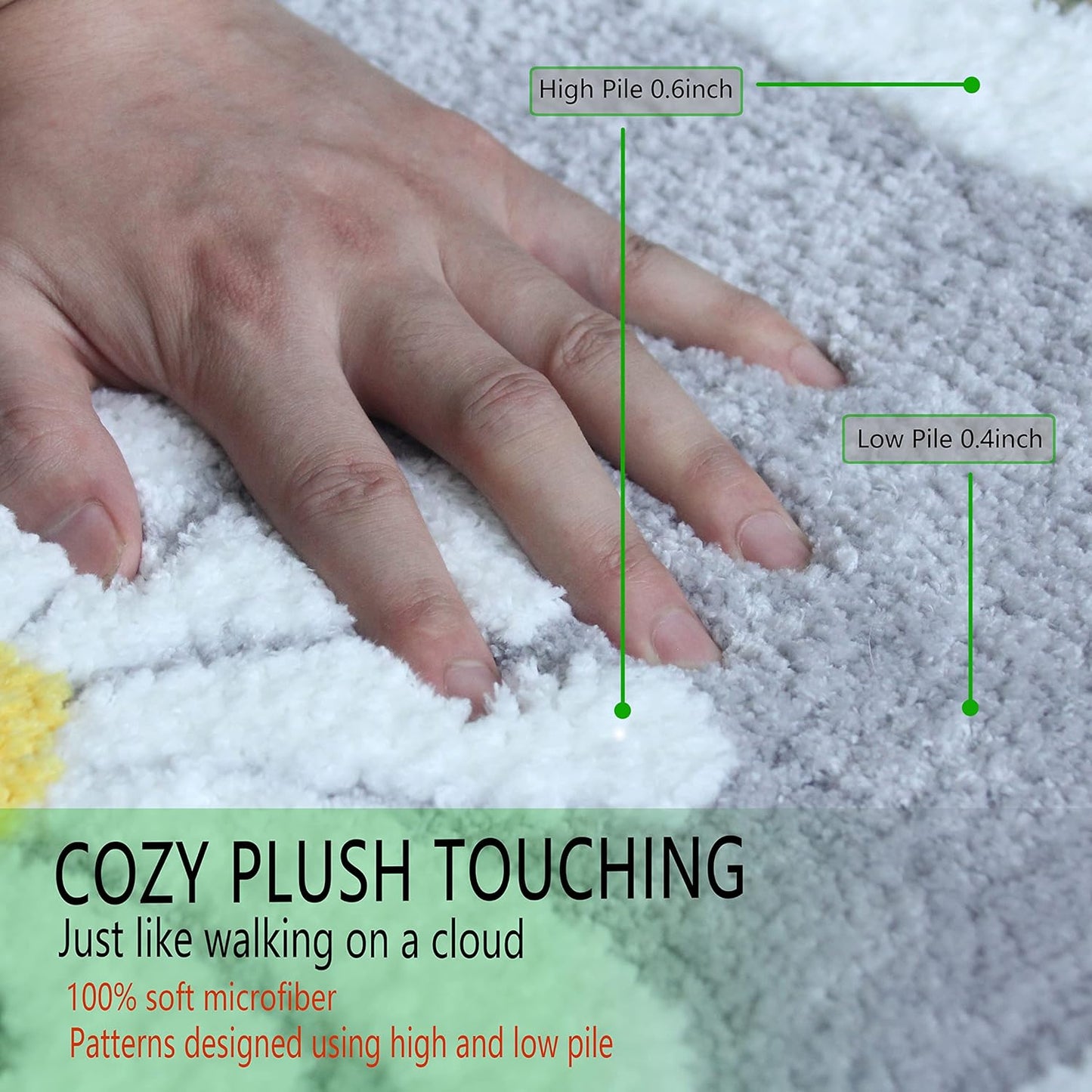 Bathroom Rugs Mat, White Flower Bath Rugs Fluffy Soft Superfine Fiber Rugs Non Slip Bath Mat Machine Wash Plush Mats,Bathroom Rug for Bathroom Shower Room (24x48, Gray)